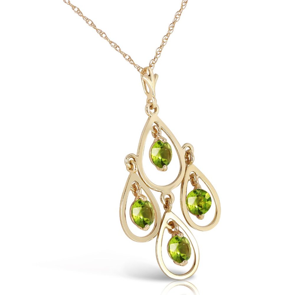 14K. SOLID GOLD NECKLACE WITH NATURAL PERIDOTS